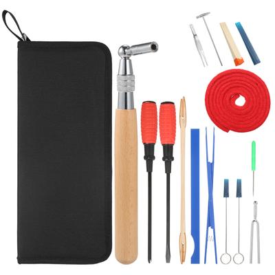 16pcs Piano Tuning Kit Professional Tuning Tools Set Long Handle Tuning Wrench Rubber Mutes Screwdriver Tweezers Hammer