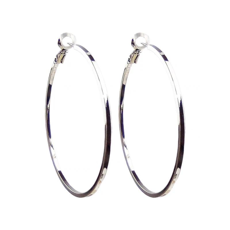 New 111 silver needle large circle earrings for women, European and American cold wind plain circle simple temperament large earrings earrings