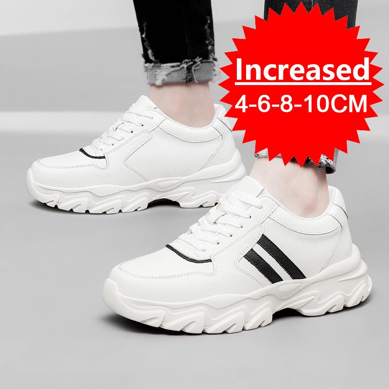 Elevator Shoes for Man Height Increase 8/10CM Luxury Sneaker Leather Men Hidden Heels Height Casual Leather Shoes Big Size 36-46