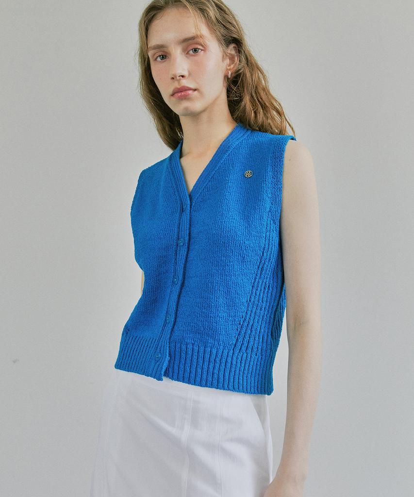 IHR Button Knit Vest / Blue
