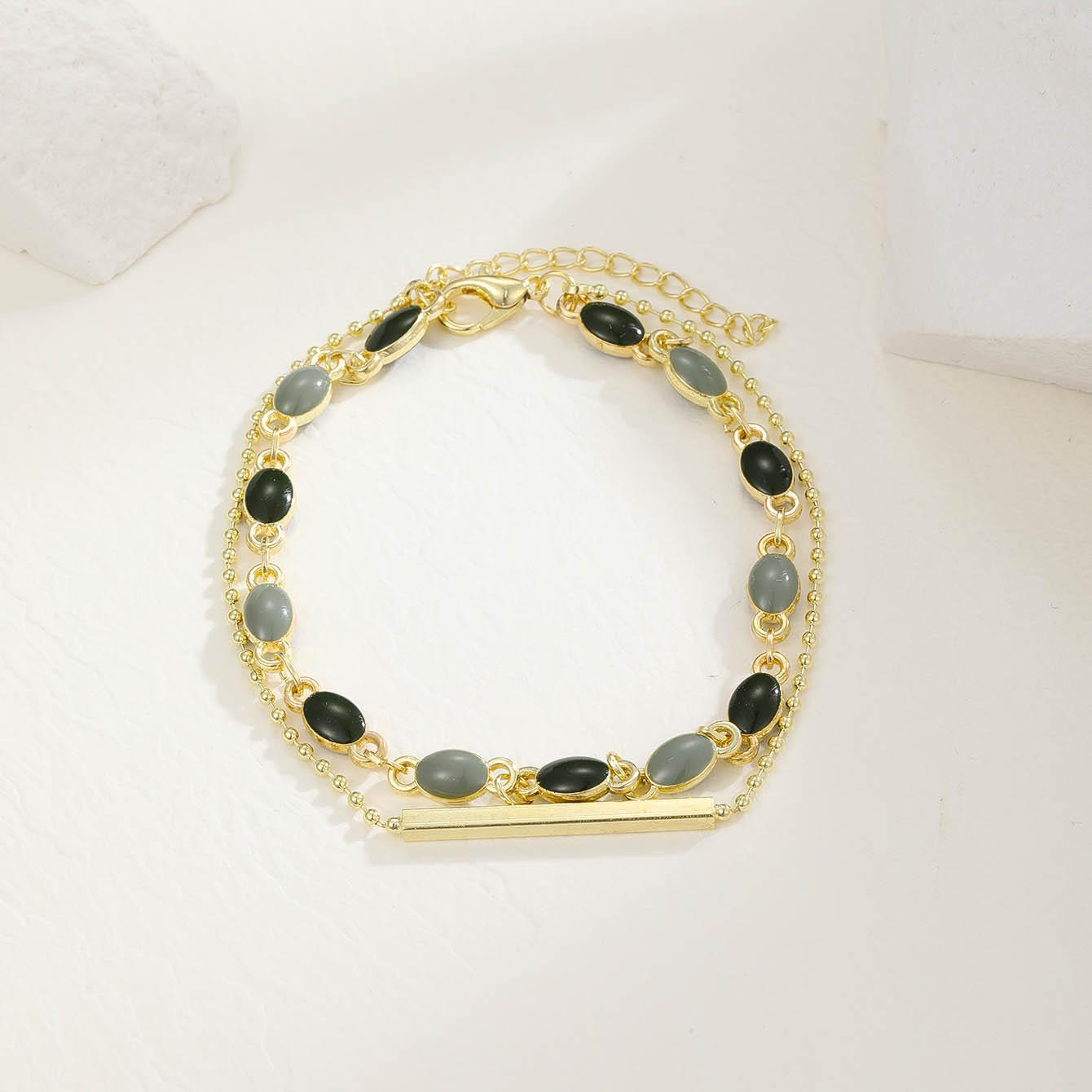 

Двойной французский ретро контрастный цвет браслет женский ins нишевый дизайн холодный ветер браслет темперамент корейская версия интернет-знаменитость ювелирные изделия