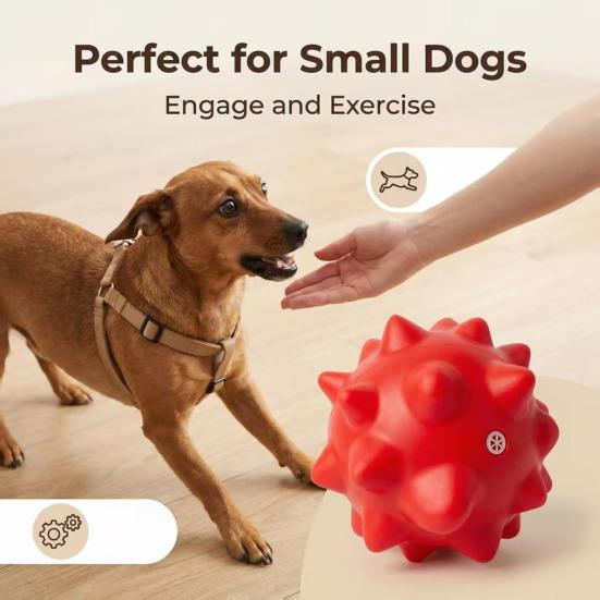 Pet Toys Elastic Bite-Resistant Rubber Dog Chew Toy with Built-In Sound Thorny Ball for Teeth Cleaning Interactive Tug-of-War Play for Dogs