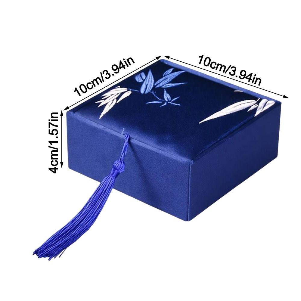 Chinese Style Vintage Tassel Jewelry Box Bamboo Leaves Damask Jewelry Storage Box High-quality Jewelry Packaging Box