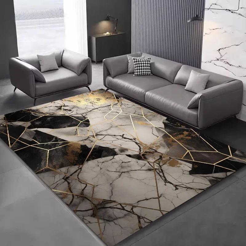 Luxury Nordic Flannel Carpets for Living Room Sofa Beside Texture Decoration Bedroom Rug Large Size Non-slip Washable Lounge Mat