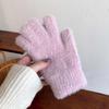Guantes de Invierno para Mujer Estilo Coreano - Gruesos, Bonitos, de Felpa, Cálidos, de Dedo Completo, a Prueba de Frío para Ciclismo