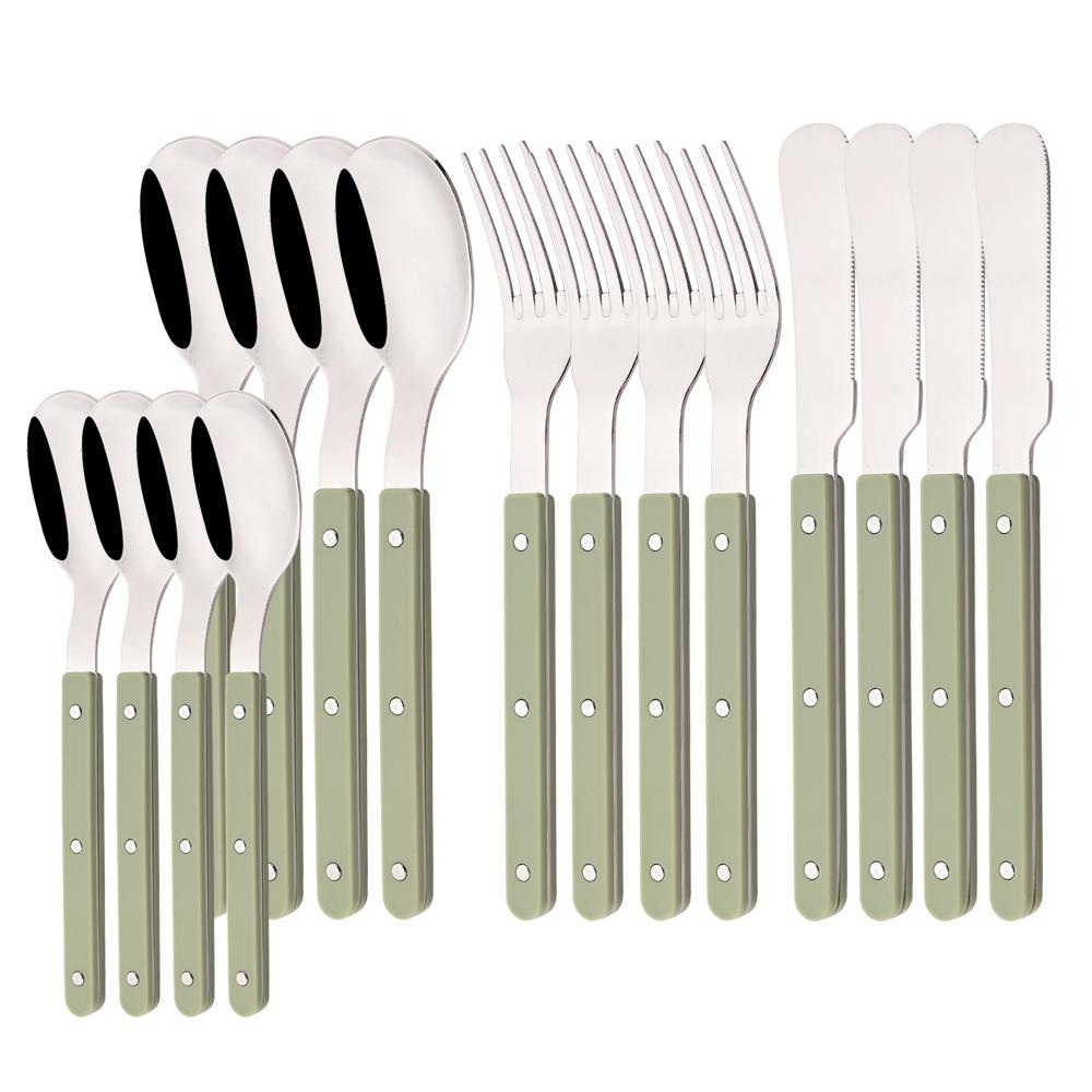 

16Pcs Acrylic Handle Tableware Dinnerware Set Pink Silver Cutlery Set Stainless Steel Fork Knife Dinner Kitchen Flatware Set