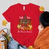 Unisex Short Sleeve Fall For Jesus He Never Leaves Print T Shirts Women Causal Harajuku Tops Funny T Shirt(Premium T-shirt)
