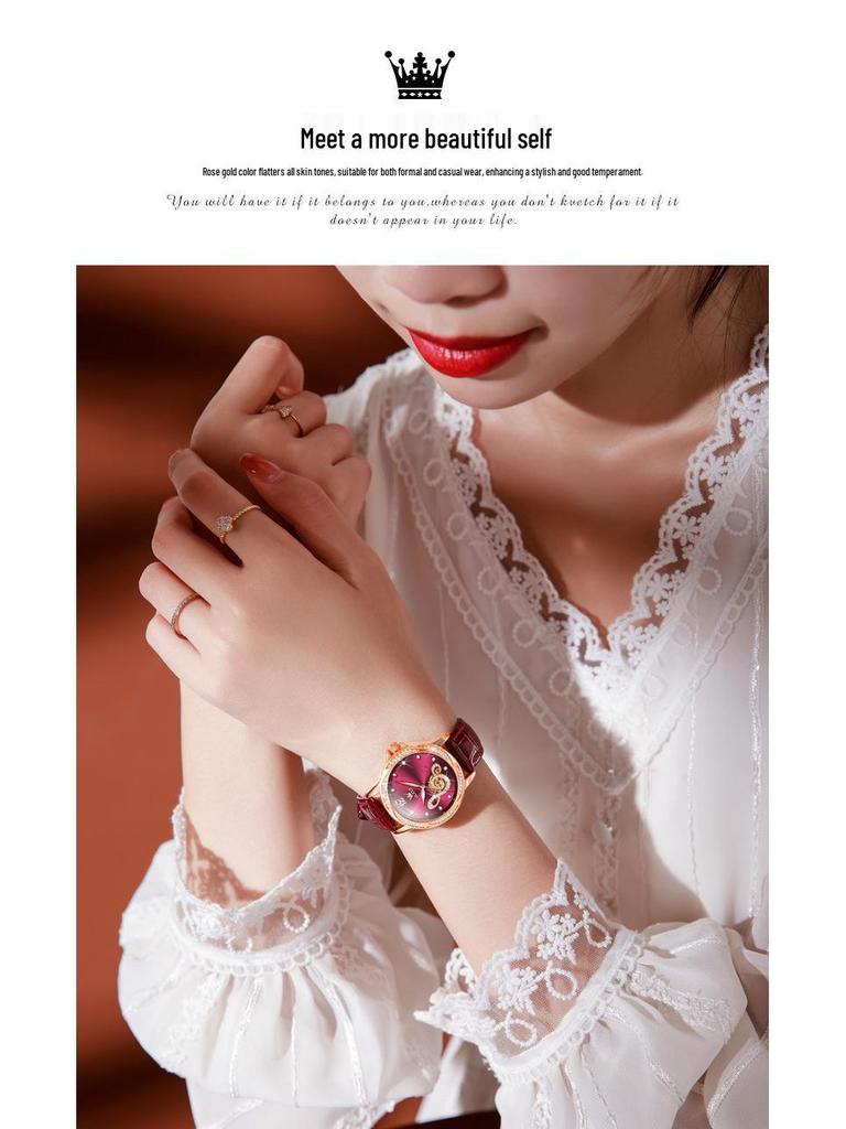 Olitis Women's Automatic Diamond Mechanical Watch with Musical Note Dial