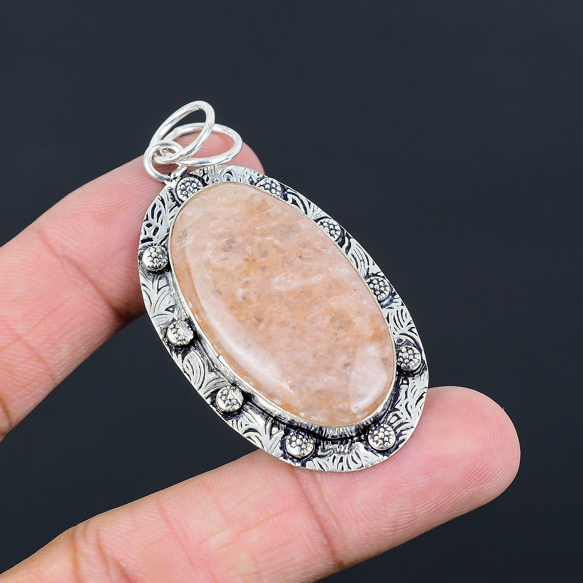 Friendship Day Deal Strawberry Quartz Gemstone Handmade Pendant Sterling Silver