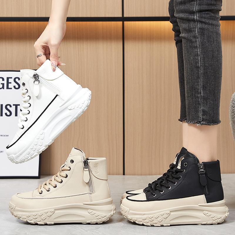 Shoes women's new thick-soled heightening shoes fashionable versatile casual shoes soft-soled comfortable women's shoes trendy high-top shoes