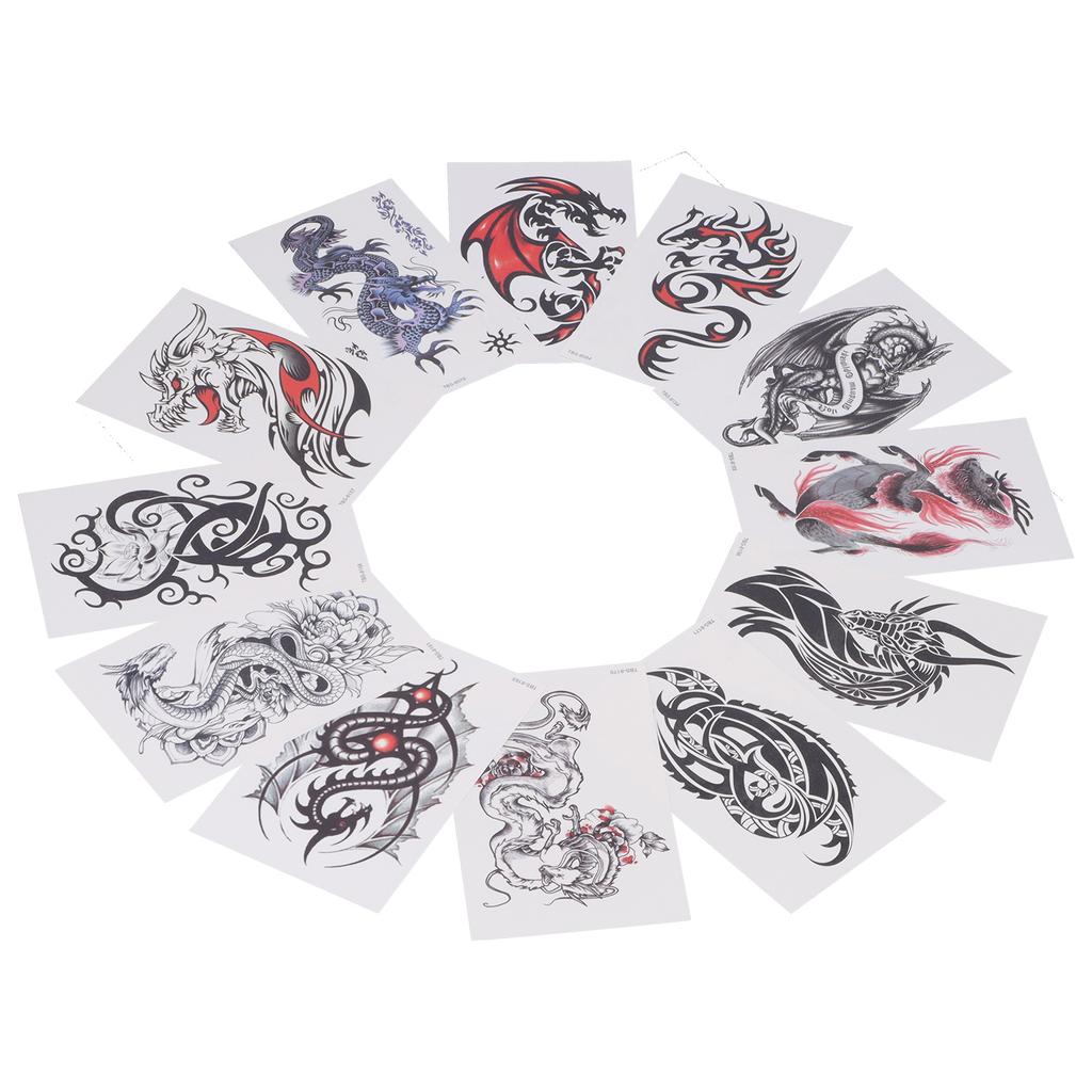 12 Sheets Temporary Tattoos Stickers Waterproof Fake Tattoos Arm Chest Shoulder Body Sticker for Women Men