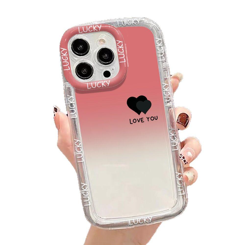 Black love applies to iPhone17ProMax mobile phone case 14 Apple 13 transparent 12/15 all-inclusive fine hole 16