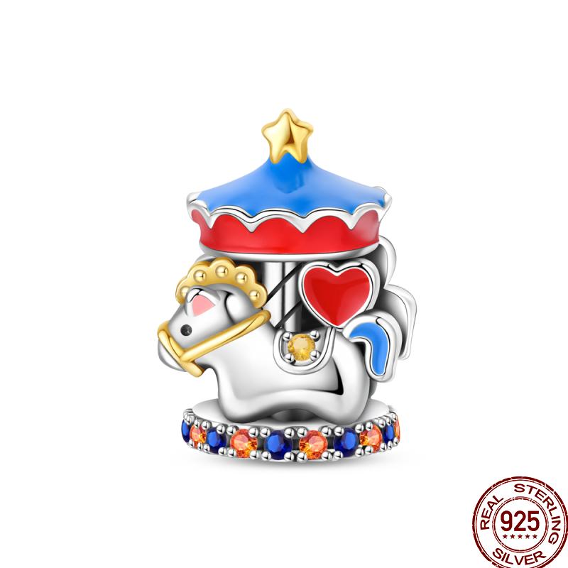 Copper Magician Circus Playing Cards Teddy Bear Charm Beads Suitable Fit Pan Original Bracelet Diy Jewelry
