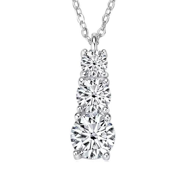 Sansheng Stone Light Luxury Necklace Female Pendant Inlaid with Synthetic Zircon Advanced Sense Personality Fairy Wind Clavicle Chain Item Jewelry