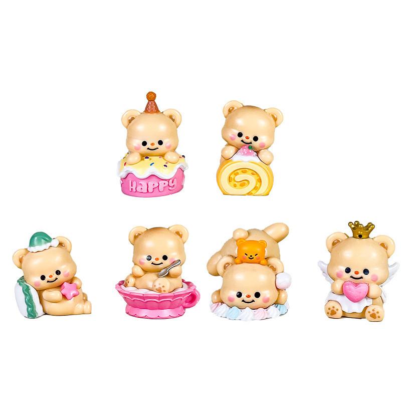 Cute Butter Bear Cake Doughnut Gourmet Series Model Desktop Ornament Set For Cute Decor And Gift