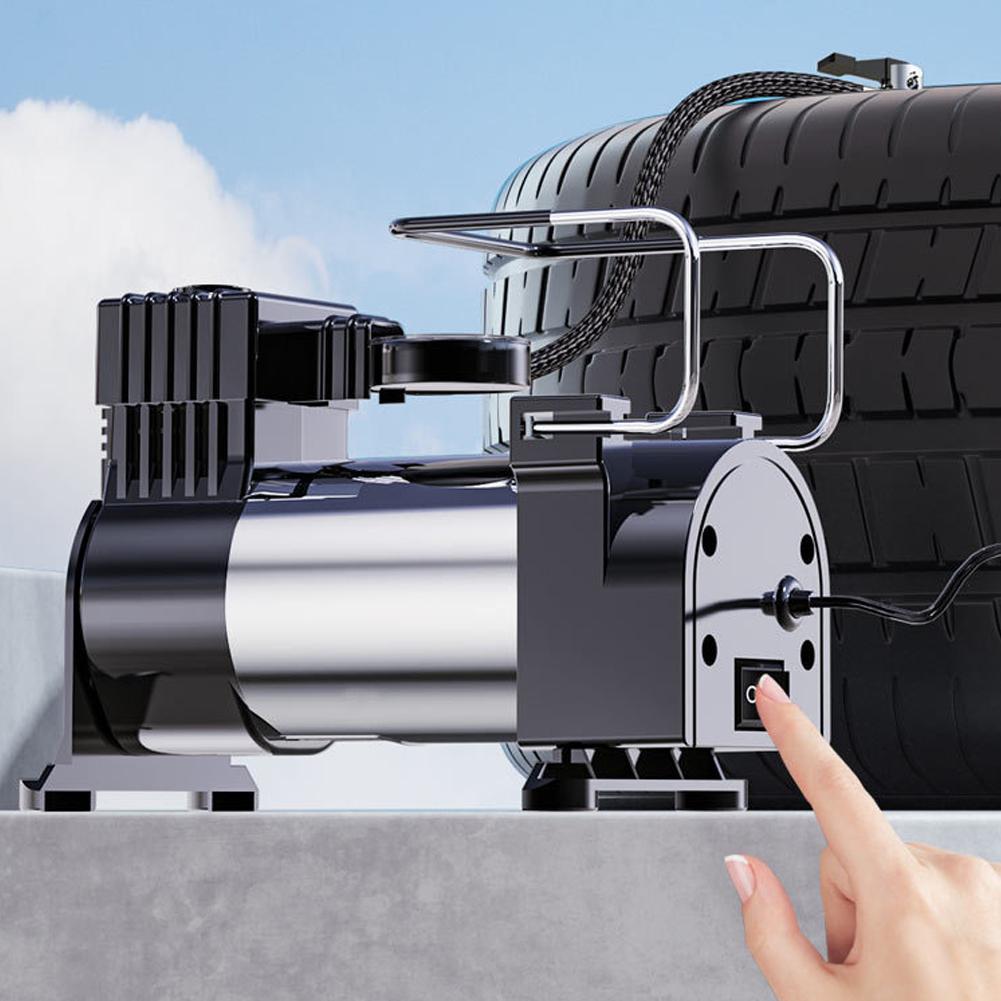 Portable Air Compressor with Pressure Gauge Car Tire Pump 12V Cylinder Power System Mini Air Compressor Car Tire Inflatable Pump