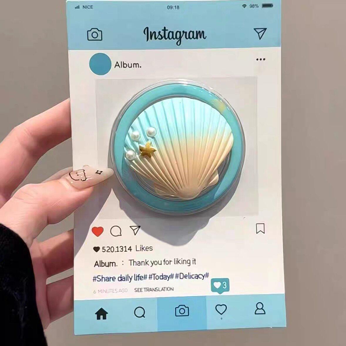 Creative Blue Shell Magnetic Phone Holder: Retractable, Foldable, Strong Magnetic Attraction, Trendy Design