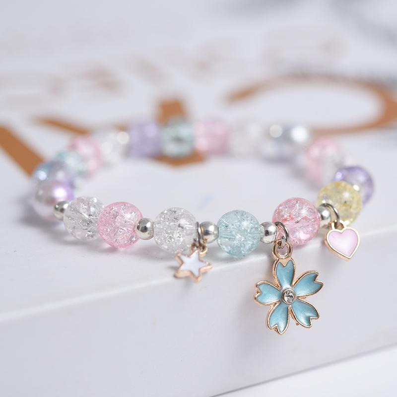 Korean Style Small Whale Popcorn Crystal Beaded Bracelet for Women and Students