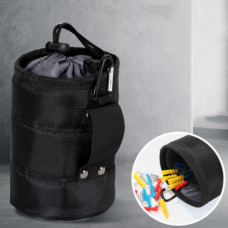 Durable Black Tool Belt Pouch - Multi-Functional Screw & Nail Storage Bag, Thickened Wear-Resistant Organizer For Home Repairs