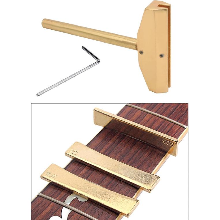 Guitar Bass Fingerboard Fret Press Caul & Brass Radian Fret Inserts with Wrench Luthiers Tool Fingerboard Pressing Tool