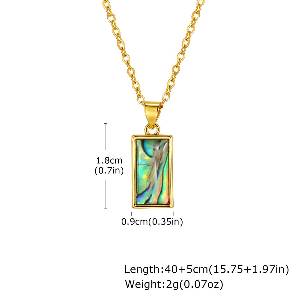 Minimalist Square Shell Pendant Necklace for Women, Copper 14K Gold Plated Geometric Pendant, Elegant Aesthetic Jewelry Gift