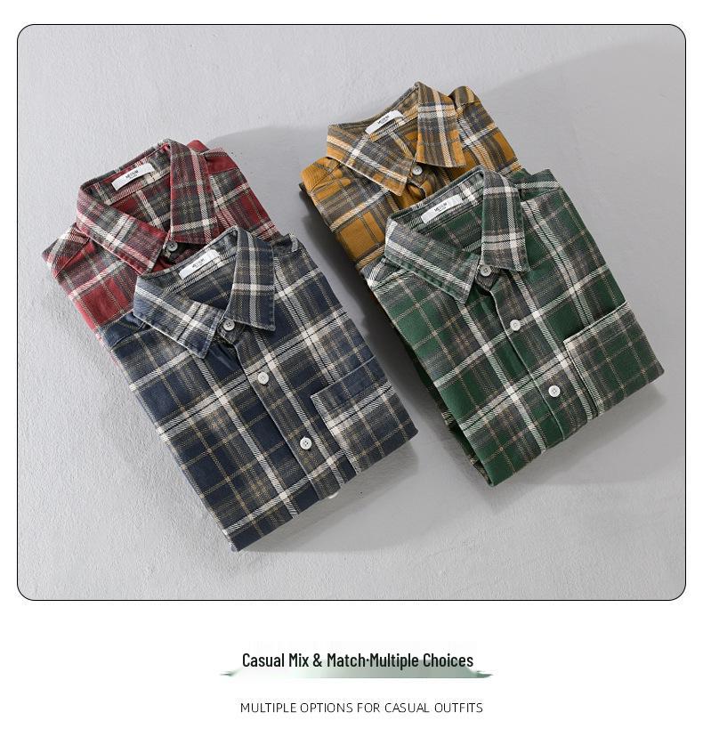 Men's Plaid Casual Long Sleeve Shirt - Versatile and Stylish for Spring and Autumn (Style 6120).
