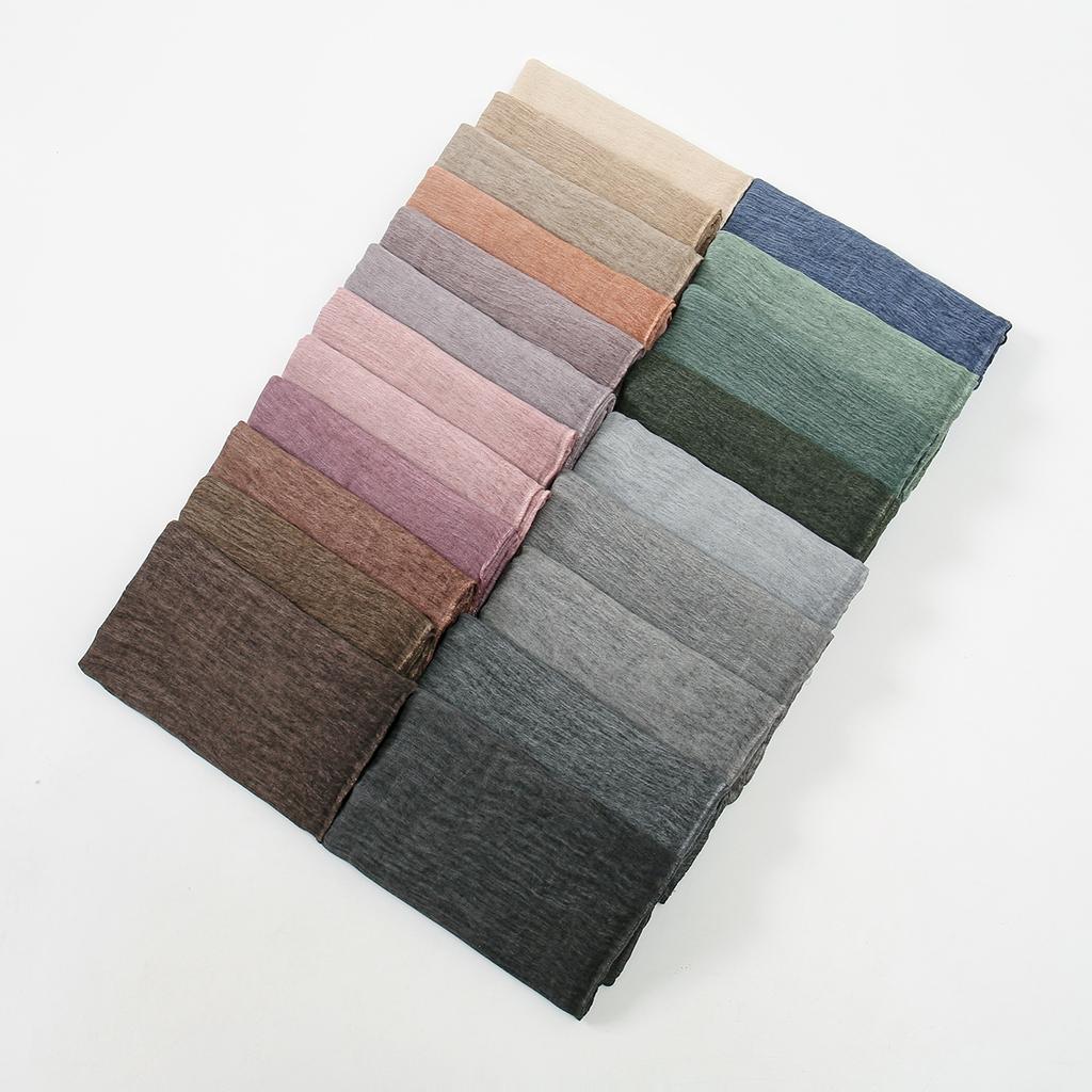 Woman Rayon Cotton Wrinkle Muslim Hijabs Ramadan Scarf Fashion Soft Shawl Islam Turban Ramadan Soild Headband Foulard 180*80Cm