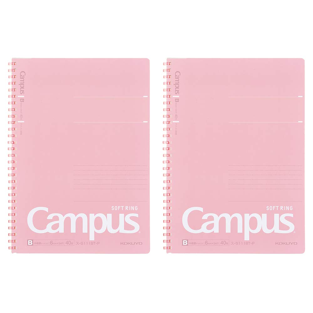 

KOKUYO Campus Soft Ring Dot 40 B5 Set of 2 Notebook, Ruled, Sheets, Size, Pink, (SU-S111BT-PX2SET) розовый