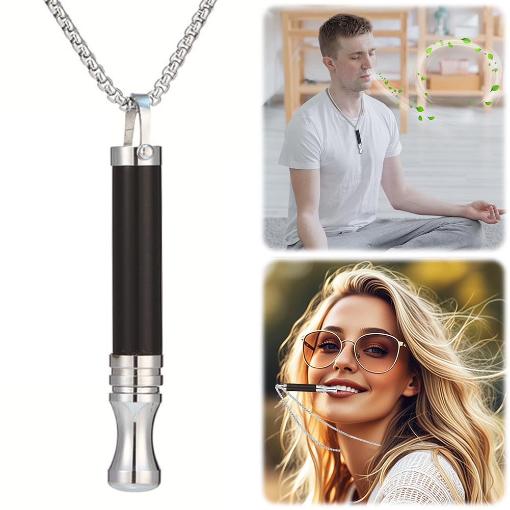 Anxiety Breathing Necklace for Adults Stainless steel Stress Relief Meditation Necklaces Yoga Ritual Female Jewelry