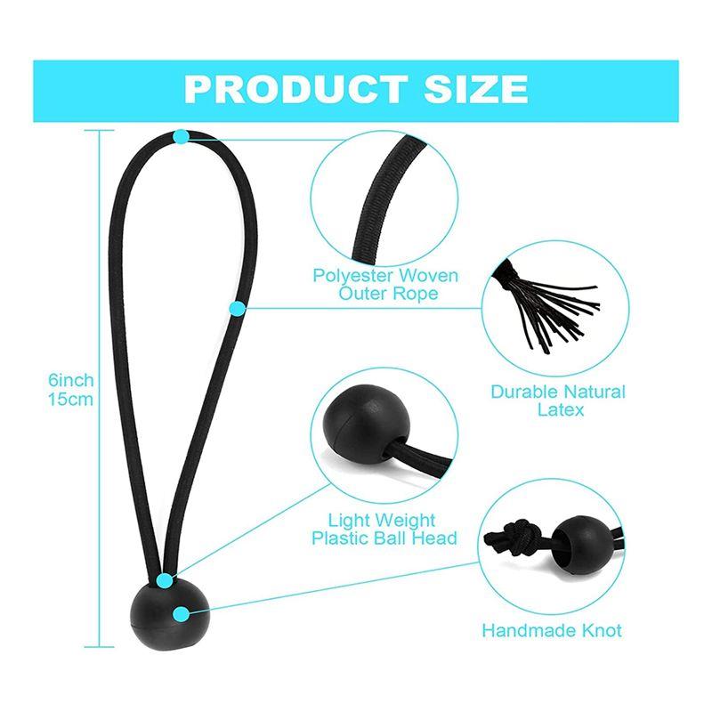 

BHBL Ball Bungee Cords 6 Inch, 50 Pcs Heavy Duty Bungee Balls, Tarp Bungee with Balls, Black High Elastic Bungee Ties China Mainland