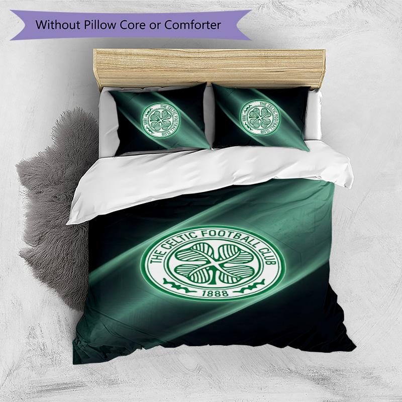 Set Biancheria da Letto Celtic FC Stampato 3 Pezzi Copripiumino Traspirante con Federe Biancheria da Letto Decorativa per Camera da Letto Casa