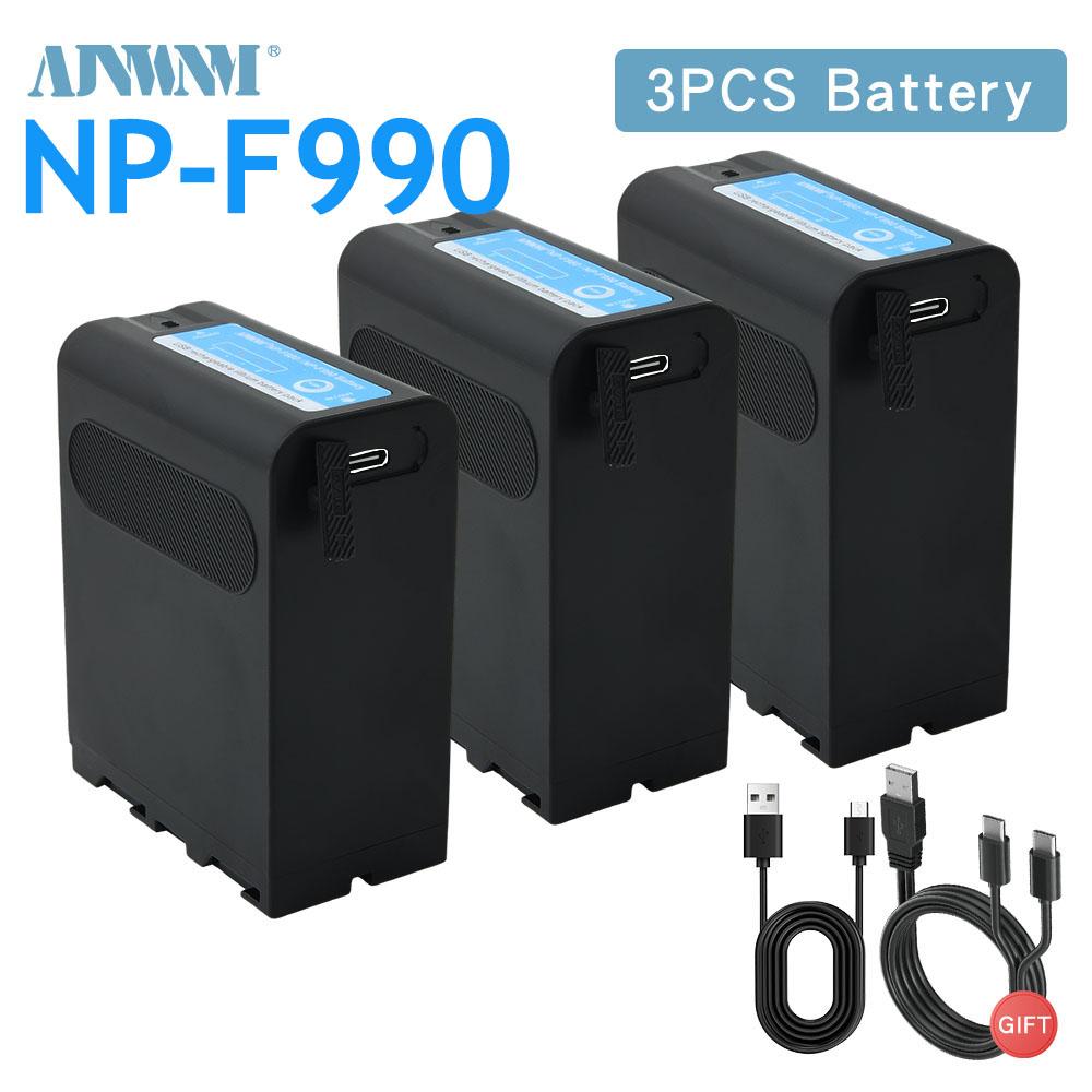 AJNWNM 12400mAh for NP-F980 NP-F970 NP F960 NP F970 Battery with USB Charge Output for Sony PLM-100 CCD-TRV35 MVC-FD91 MC1500C DSC-S30