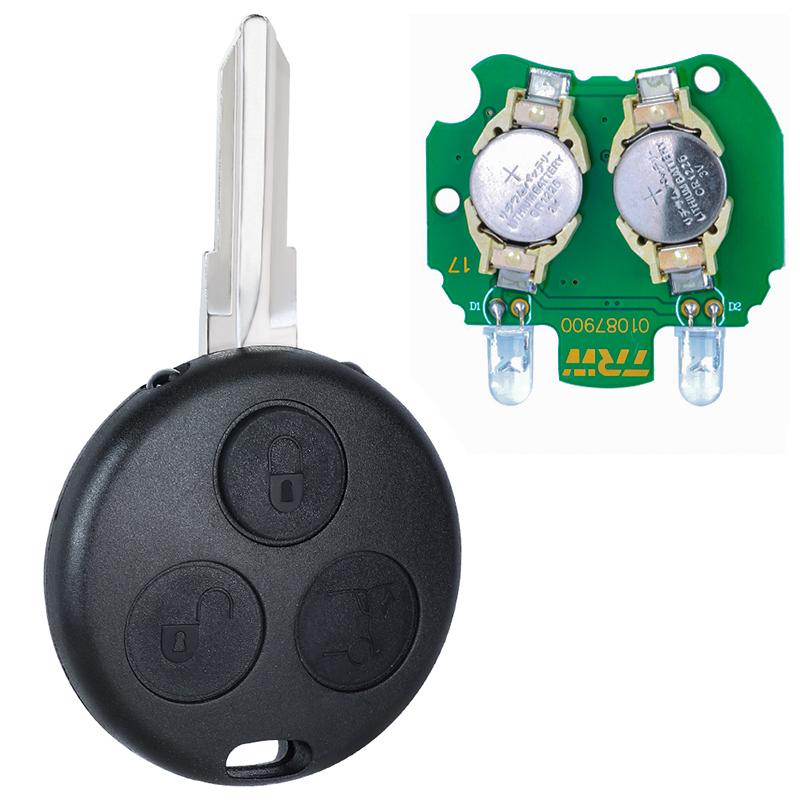 KEYECU with 2 Infrared Lights 433Mhz Remote Key & Shell AEC Chip for Mercedes Benz Smart Fortwo Forfour Roadster City Passion