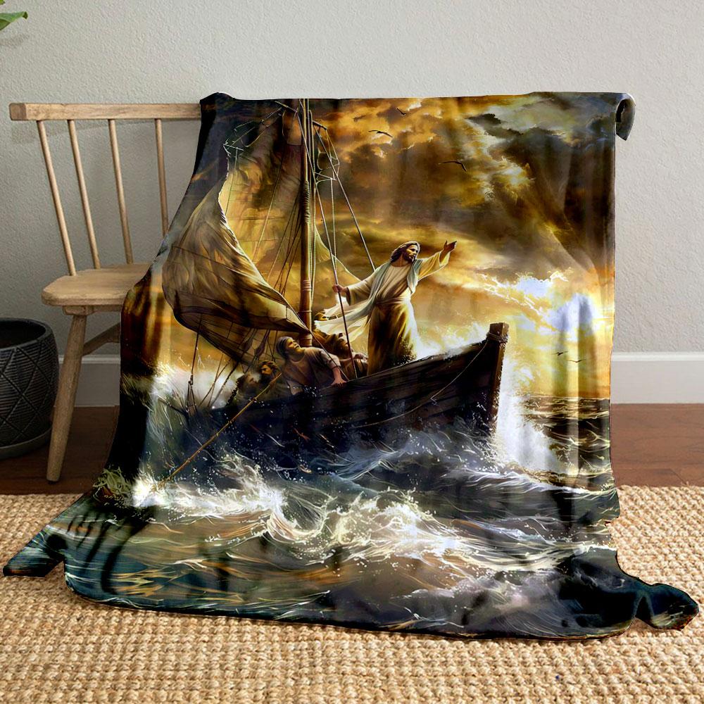 

Jesus Calms The Storm Blanket Joom+ Printed Blanket for Living Room Bed Couch lunch break Soft Cozy Blanket for Friend s festival Gift 80cm x 120cm