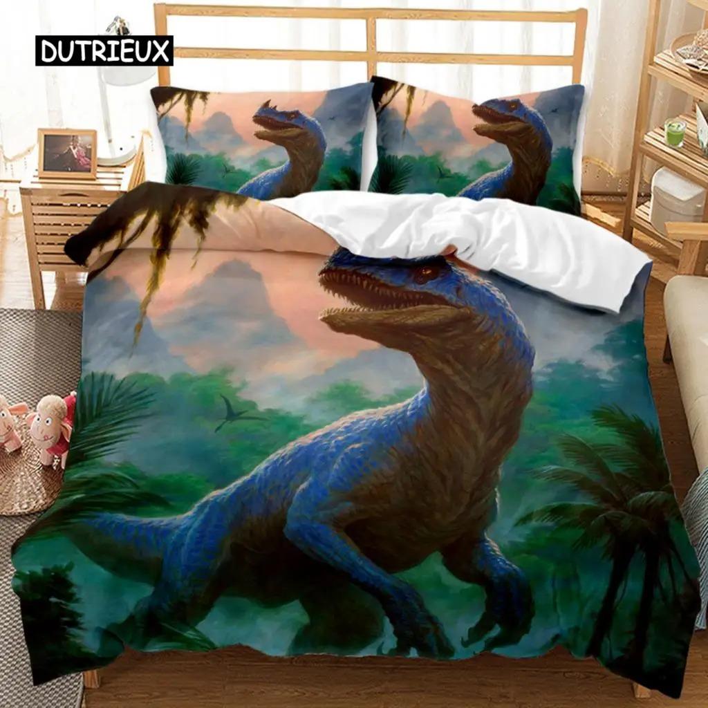 Jurassic Dinosaur Duvet Cover Tyrannosaurus Rex Ferocious Creatures Predators Bedding Set Full Queen King Polyester Quilt Cover