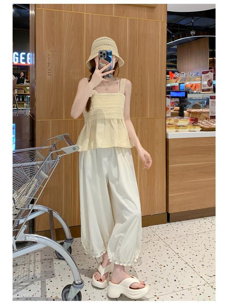 Women's Summer 2026 Quick-Drying High-Waisted Wide-Leg Pants: Slimming, Loose, Casual, Elastic Waist for Petite Sizes