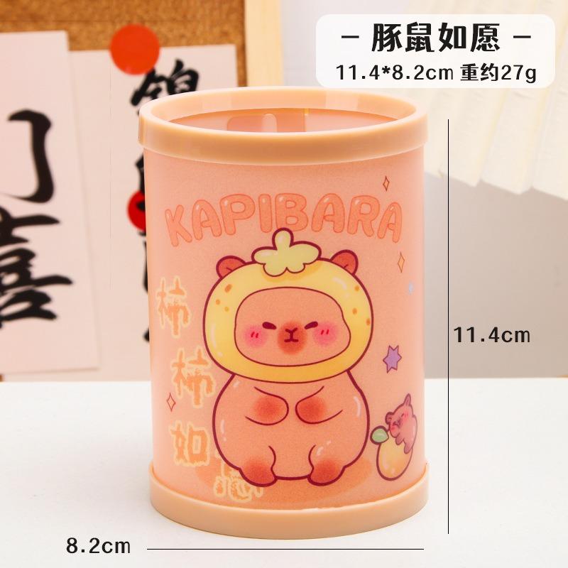 Creative Cartoon Round Foldable Diy Pen Holder Desktop Storage Box Kids Stationery Gift