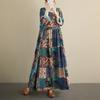 Long Sleeve Plus Size Vintage Floral New In Dresses for Women Casual Loose Spring Summer Autumn Dress