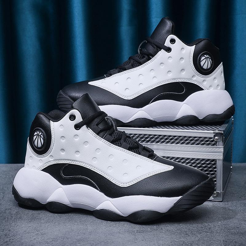 

Мужские водонепроницаемые кожаные баскетбольные кроссовки с высоким верхом, размеры 45-48: Повседневные кроссовки Осень/Зима 39 чёрный/белый