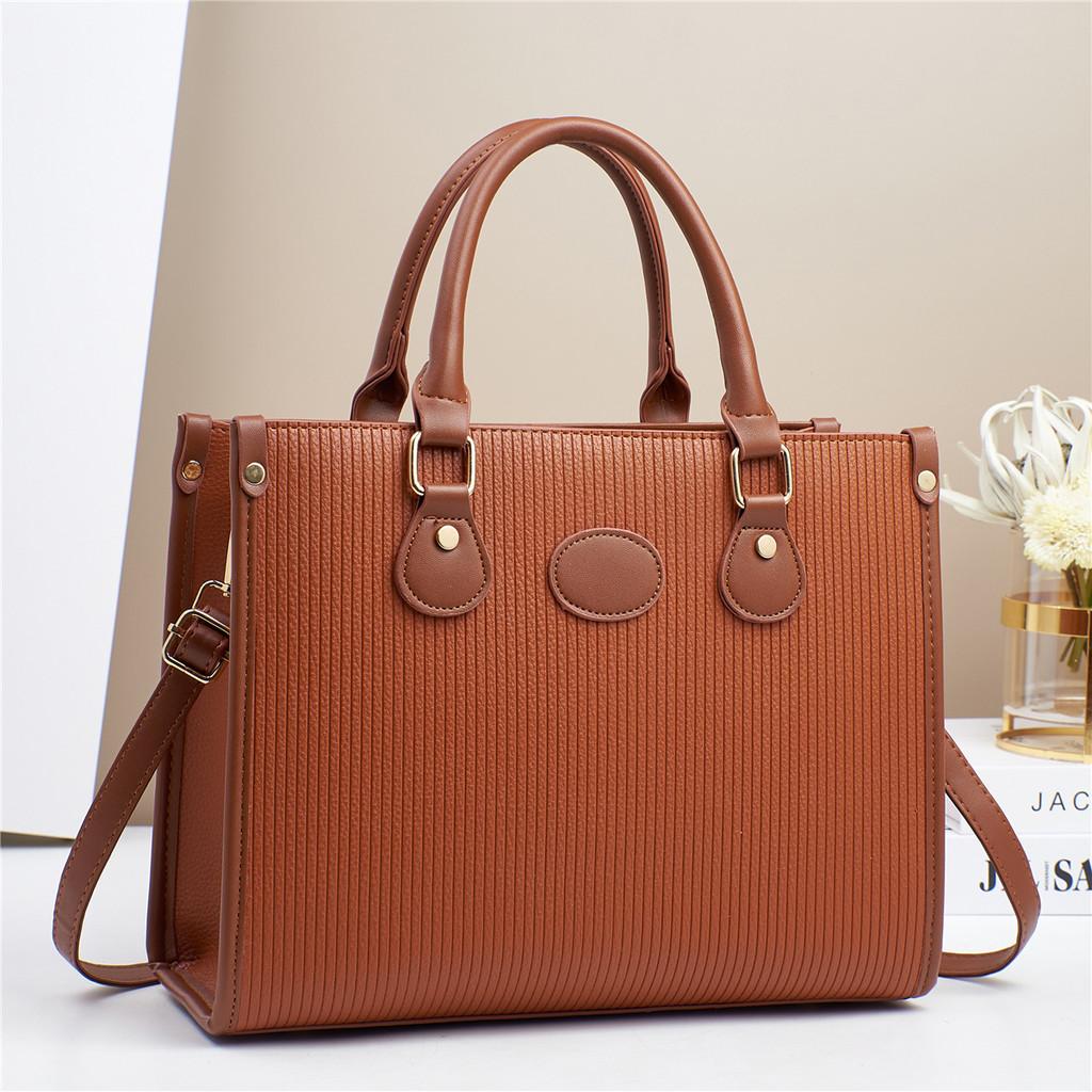 Contemporary Block Color Hand Tote Bag Offering Durable Pu Material Style And