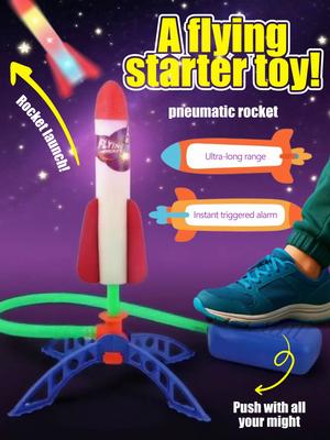 Pneumatic Flying Rocket Launcher Toy with Ultra-Long Range & Instant Trigger Alarm