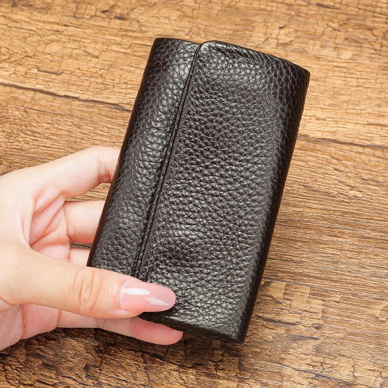 Men's Women's Leather Keycaps Layered Cowhide Multifunctional Coin Purse Access Control Portable Key Bag