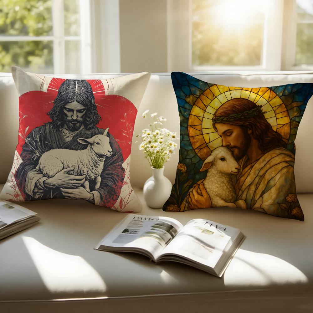 The Lamb Of God Cushion Cover Linen Cushion Cover Soft Decorative Case For Sofa Home Decor