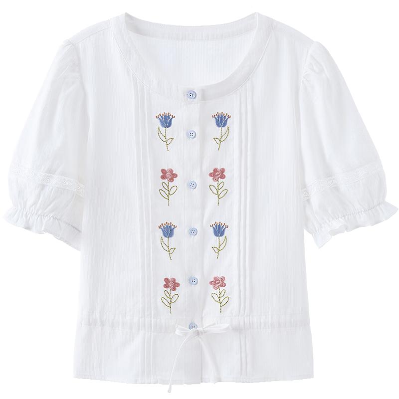 Betu Women s Girly Pure Cotton Short Sleeve Blouse S