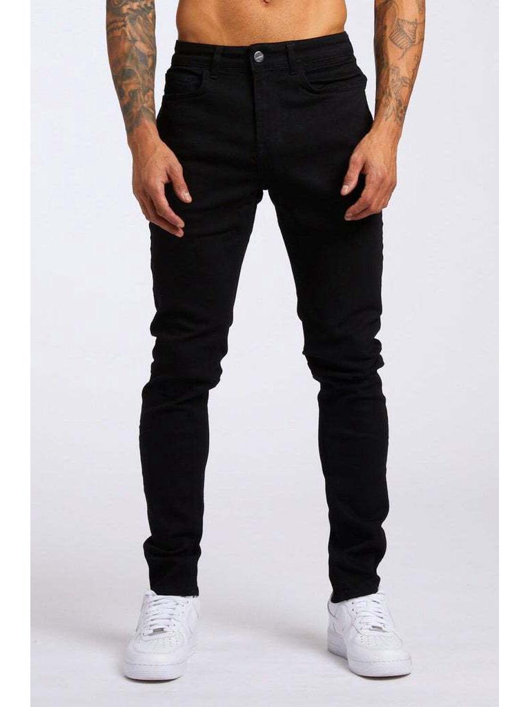 Pánské trendy černé slim džínové kalhoty s vysokým pasem