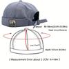 Men's Trendy Brimless Docker Hat Vintage Rolled Edge Skull Cap Adjustable Breathable Sailor Hip Hop Beanie