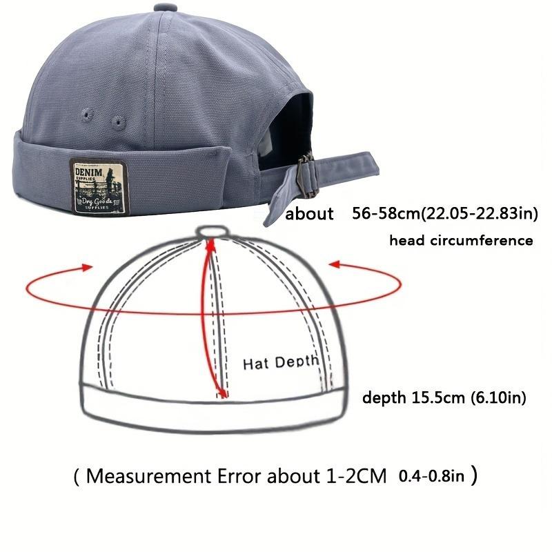 Men's Trendy Brimless Docker Hat Vintage Rolled Edge Skull Cap Adjustable Breathable Sailor Hip Hop Beanie