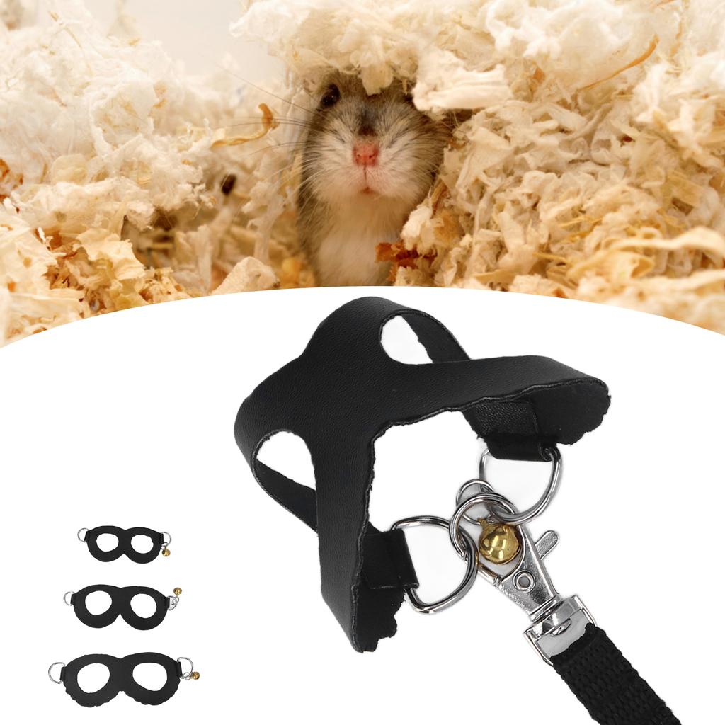 Hamster Harness and Lsh Set Artificial Lther Soft sy To Wr Rat Walking Harness Vest and Lsh Set with Bells