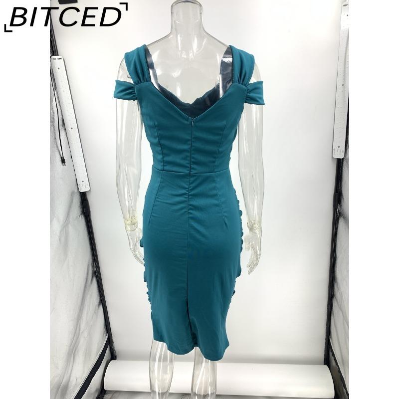 BITCED Women's Body-Sculpting Sexy Off-Shoulder Solid-Color Bodycon Dress