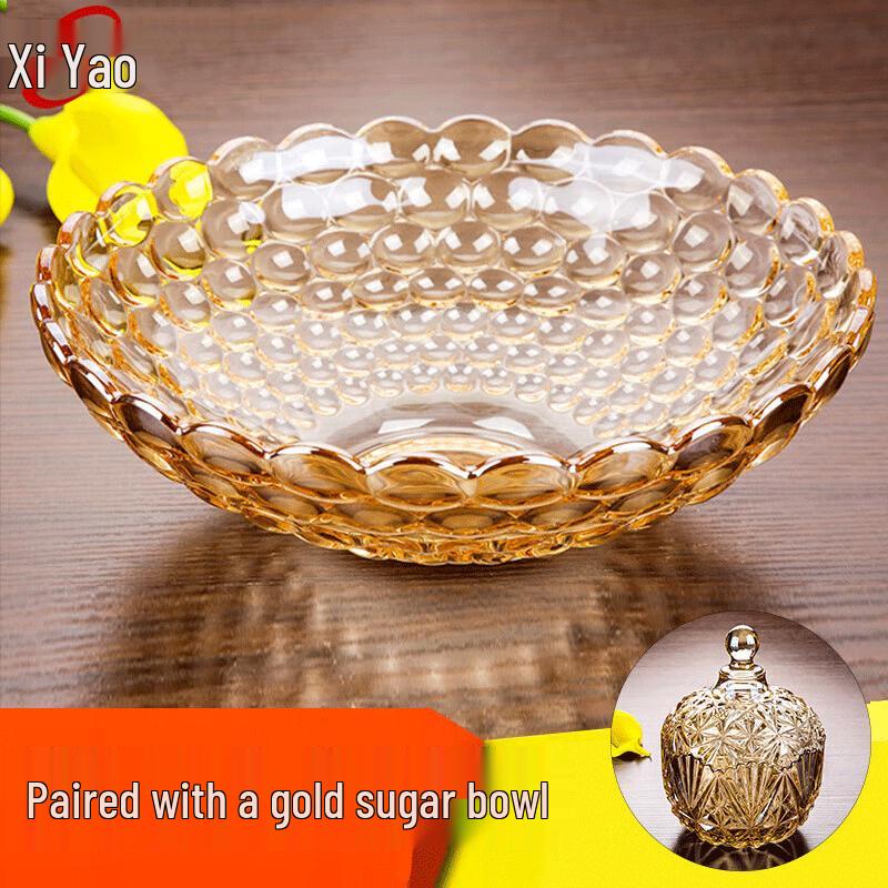 European Creative Crystal Glass Fruit Plate & Candy Jar Set